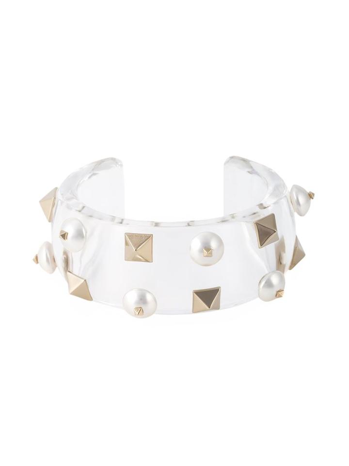 Valentino Garavani Rockstud Cuff, Women's, Size: S, White, Metal Other/plastic