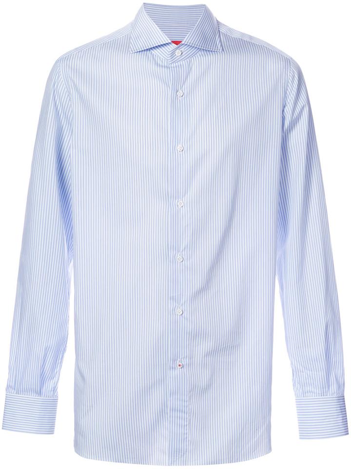 Isaia - Striped Long Sleeve Shirt - Men - Cotton - 17 1/2, Black, Cotton