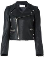 Faith Connexion Cropped Biker Jacket, Women's, Size: 38, Black, Leather/polyester