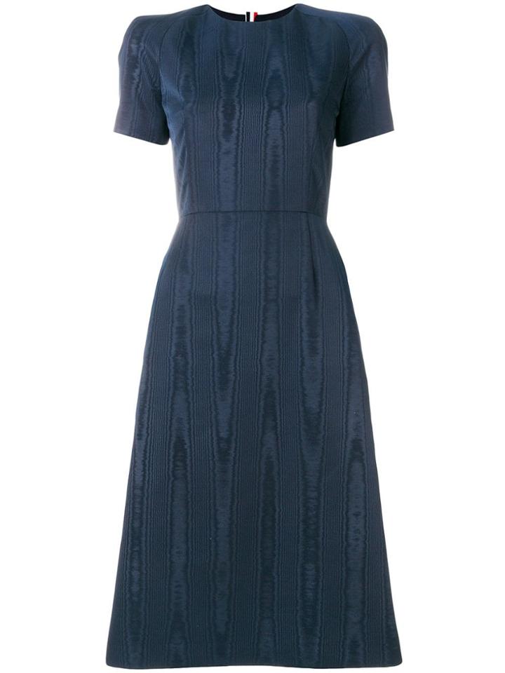 Thom Browne Raglan Fitted Pencil Dress In Moire Tracee - Blue