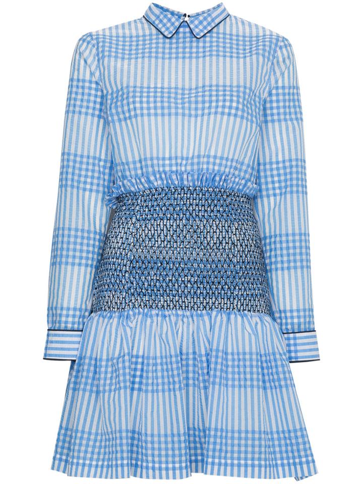 Ganni Charron Drop Waist Dress - Blue