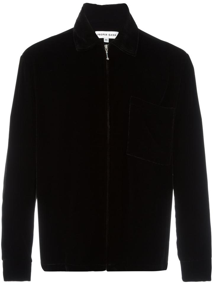 Proper Gang Velvet Shirt Jacket, Men's, Size: Medium, Black, Silk/rayon