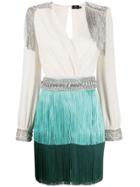 Elisabetta Franchi Crystal-embellished Fringe Mini-dress - White