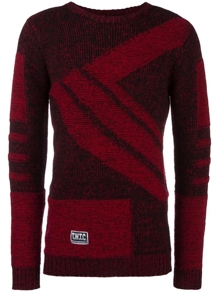 Ktz Striped Intarsia Jumper, Men's, Size: Medium, Red, Wool