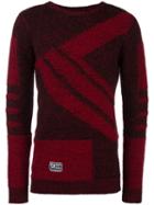 Ktz Striped Intarsia Jumper, Men's, Size: Medium, Red, Wool