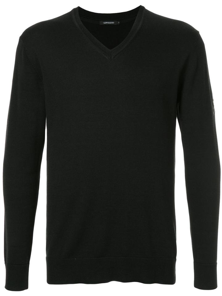 Loveless V-neck Fitted Sweater - Black