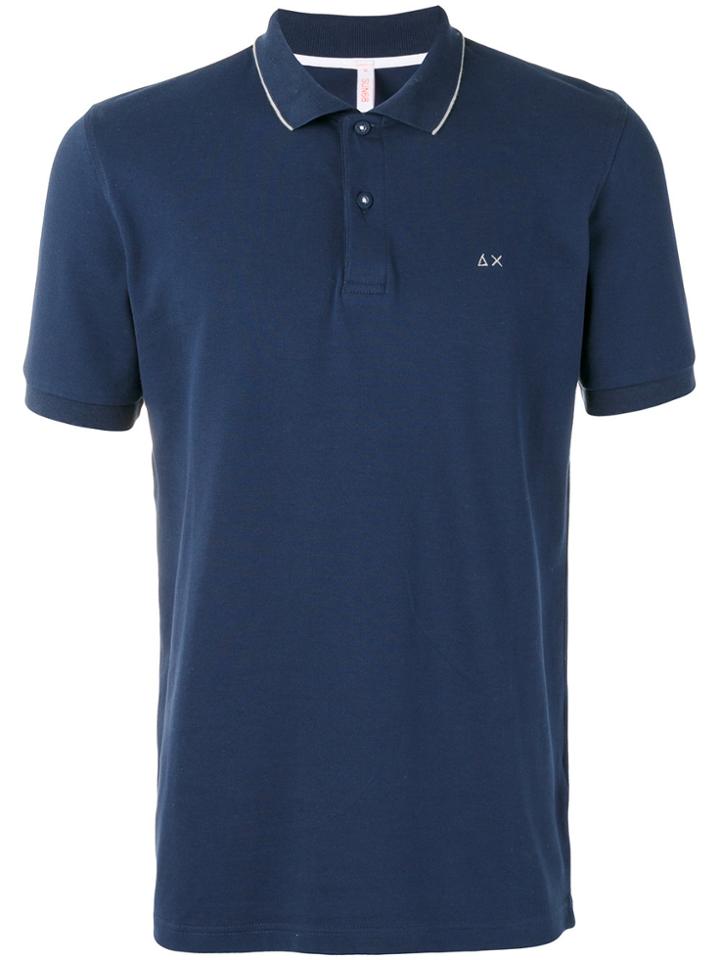 Sun 68 Contrast Logo Polo Shirt - Blue