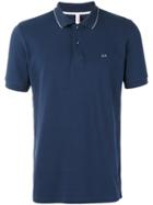 Sun 68 Contrast Logo Polo Shirt - Blue