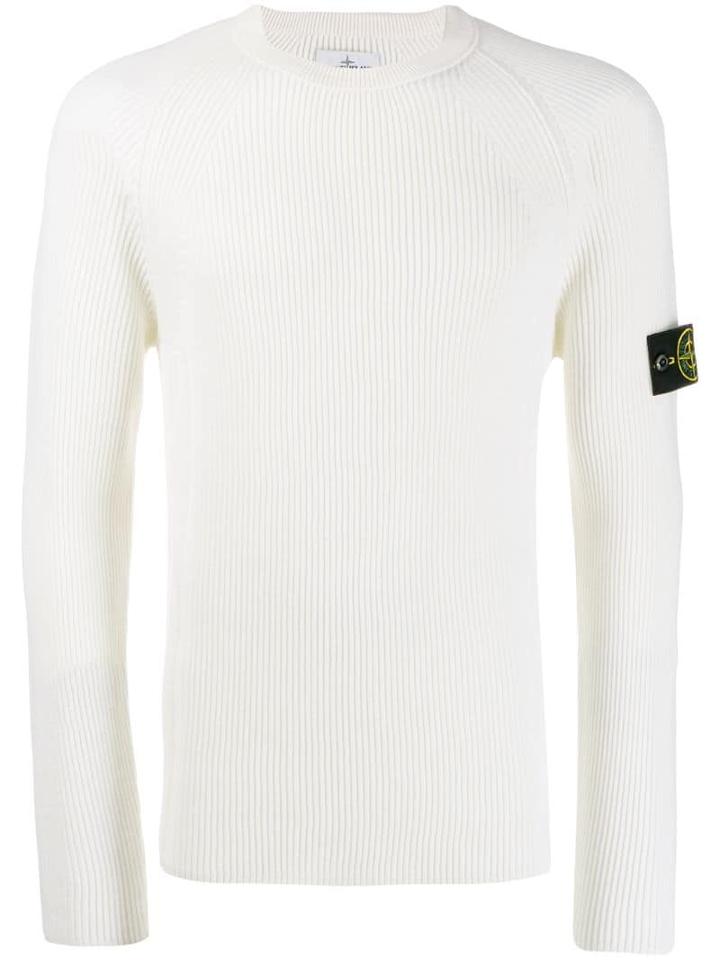 Stone Island Ribbed Badge Sweater - White
