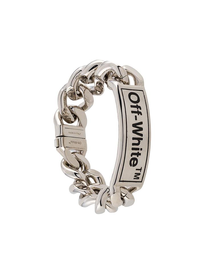 Off-white Logo Plaque Bracelet - Silver