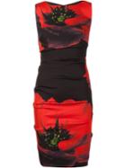 Nicole Miller Flowers Print Fitted Dress, Women's, Size: 8, Black, Rayon/spandex/elastane