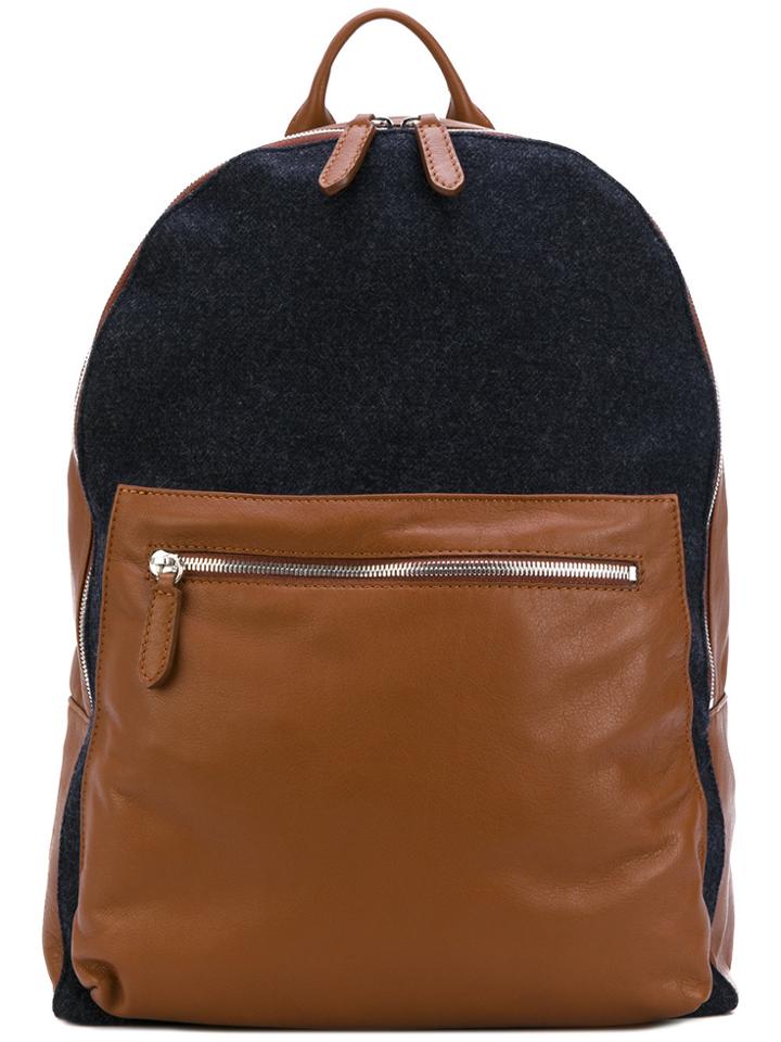 Eleventy Contrast Pocket Backpack - Brown