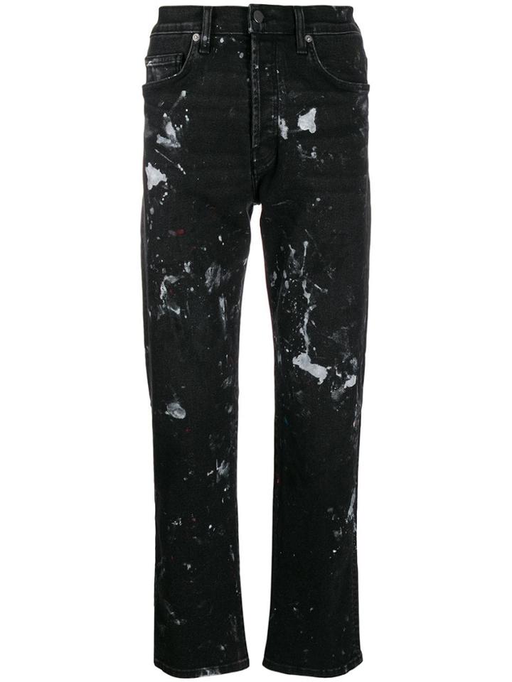 Lost Daze Paint Splatter Straight Leg Jeans - Black