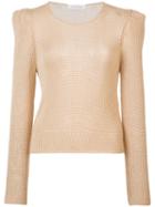 Ryan Roche - Open Knit Puff Sleeve Jumper - Women - Cashmere - S, Women's, Nude/neutrals, Cashmere