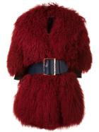 Christian Dada Big Belt Buckled Coat - Red