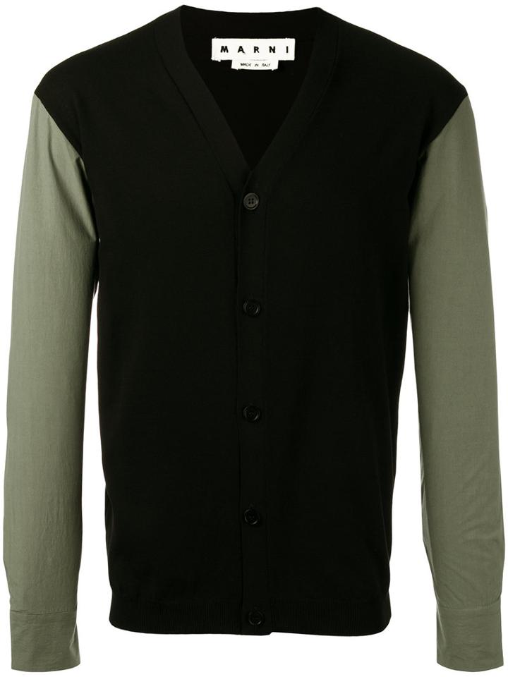 Marni Poplin Sleeve Cardigan, Men's, Size: 46, Green, Cotton
