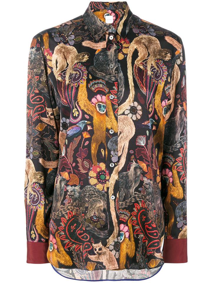 Paul Smith - Monkey Print Shirt - Women - Silk/polyamide/acetate/viscose - 40, Black, Silk/polyamide/acetate/viscose
