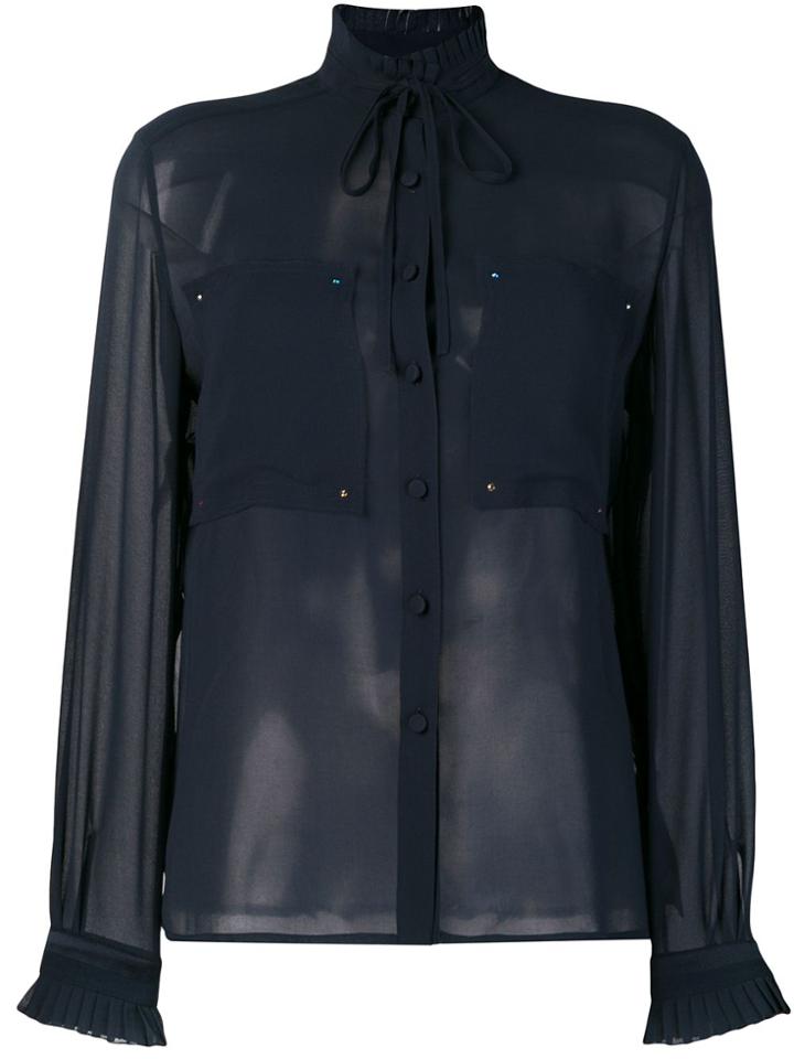Golden Goose Deluxe Brand Sheer Frill Collar Blouse - Blue