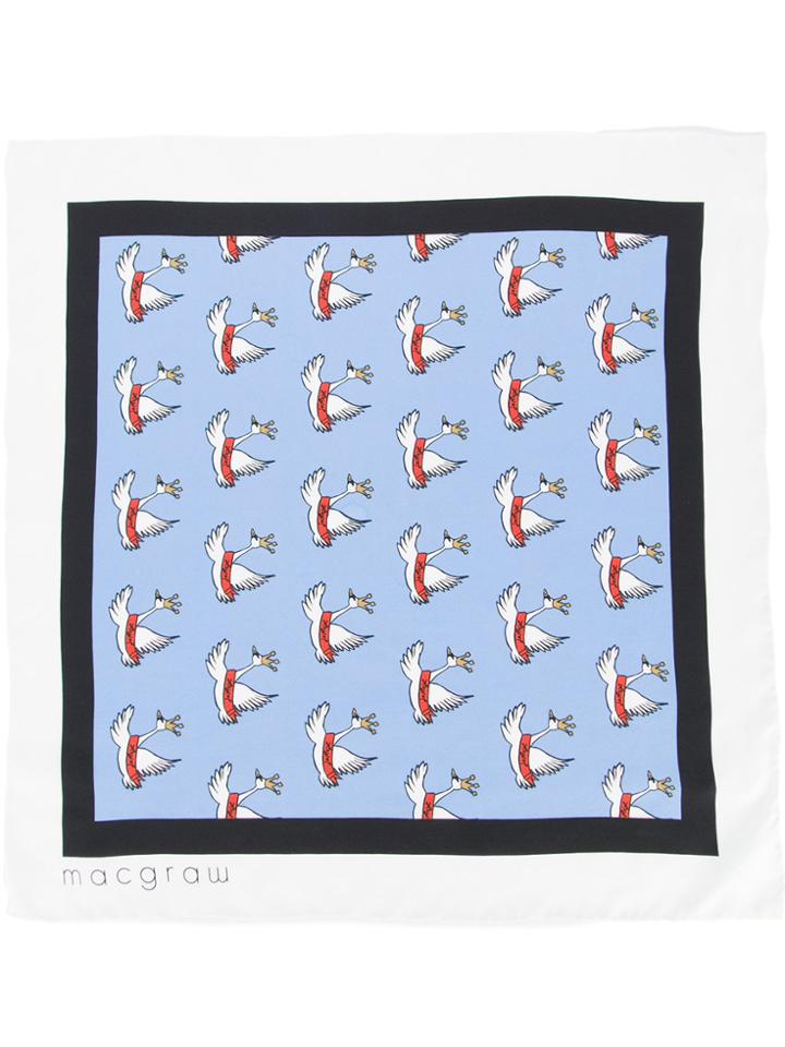 Macgraw Swan Print Necktie - White
