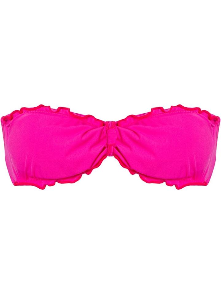 Amir Slama Ruffled Trim Bandeau Bikini Top - Pink