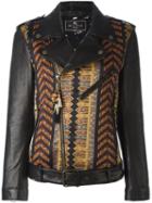 Etro Embroidered Biker Jacket, Women's, Size: 40, Black, Silk/lamb Skin/acrylic/metallic Fibre