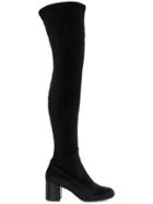 René Caovilla Studded Thigh Length Boots - Black