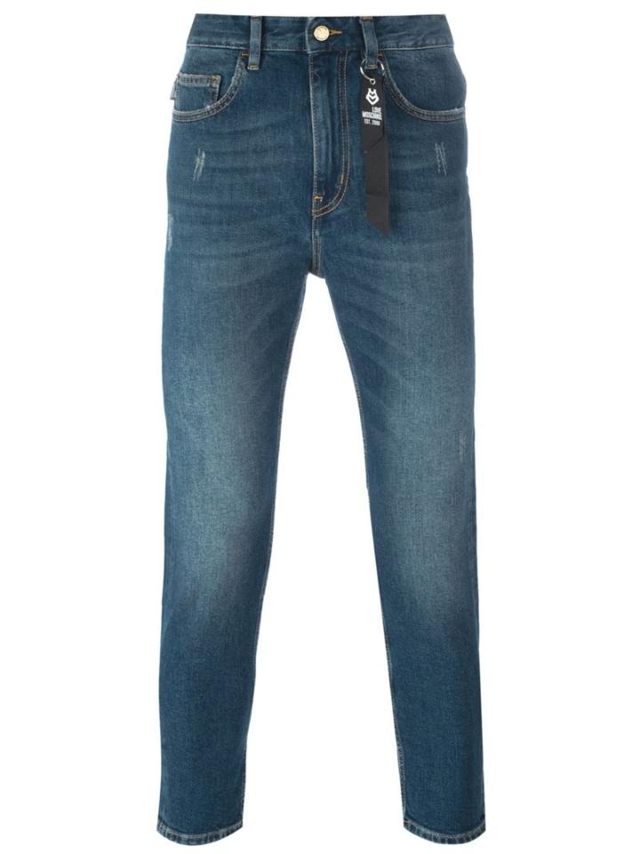 Love Moschino Peace Patch Slim Jeans, Men's, Size: 31, Blue, Cotton/spandex/elastane