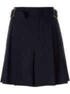 Chloé Pleated Buckled Shorts, Women's, Size: 36, Blue, Acetate/viscose/silk