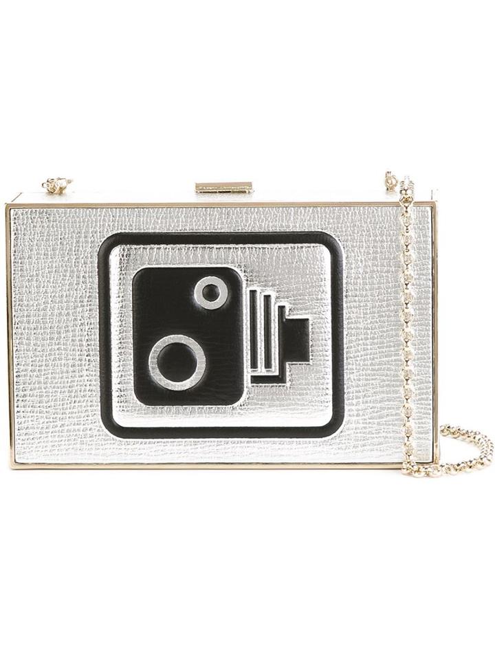 Anya Hindmarch 'speed Camera Imperial' Clutch, Women's, Grey, Brass/leather