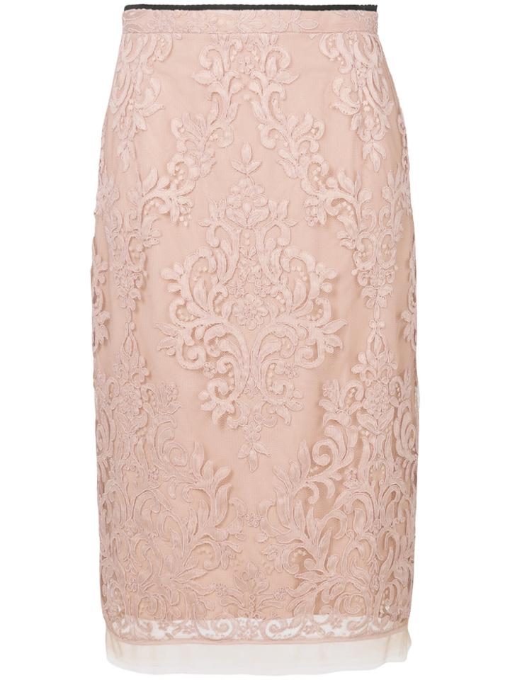 No21 Sheer Lace Pencil Skirt - Nude & Neutrals