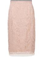 No21 Sheer Lace Pencil Skirt - Nude & Neutrals