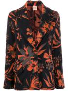 Nude Floral Knit Blazer - Black