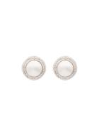 Alessandra Rich Pearl Stud Earrings - Silver