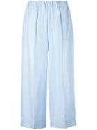 P.a.r.o.s.h. - Cropped Trousers - Women - Silk - Xs, Women's, Blue, Silk