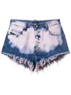 Diesel De-ginger Bleached Denim Shorts - Blue