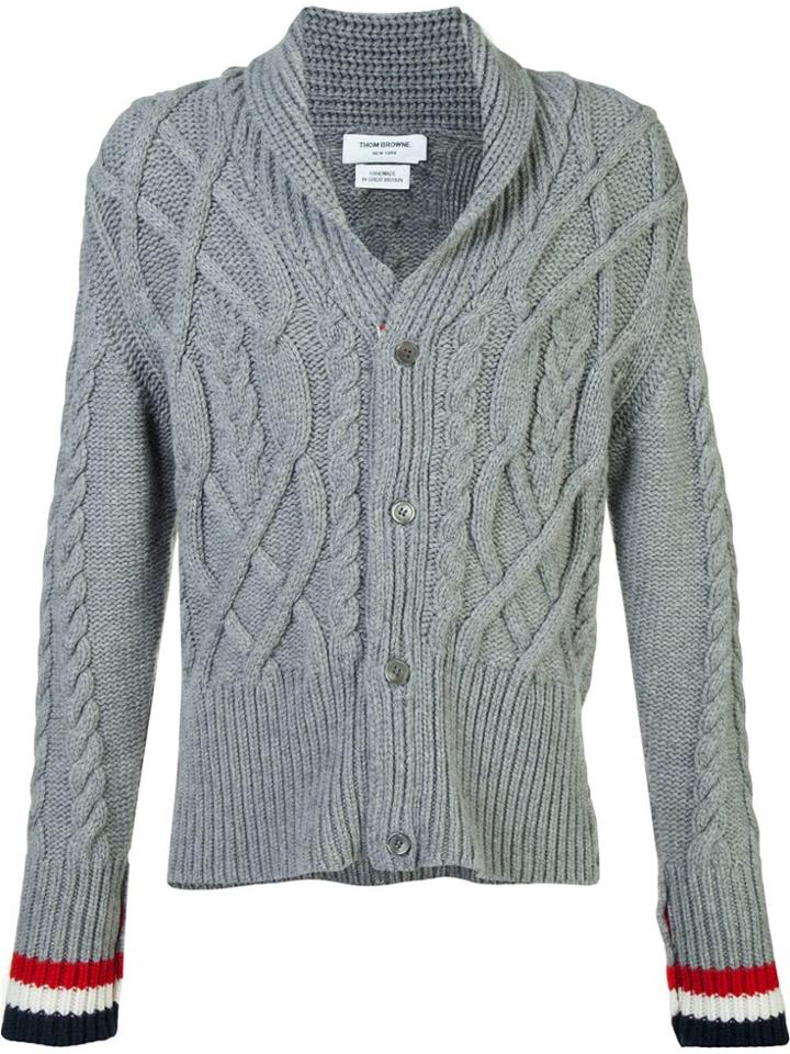 Thom Browne Thick Cable Knit Cardigan - Grey