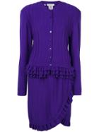 Christian Dior Vintage Knitted Ruffle Skirt Suit - Pink & Purple