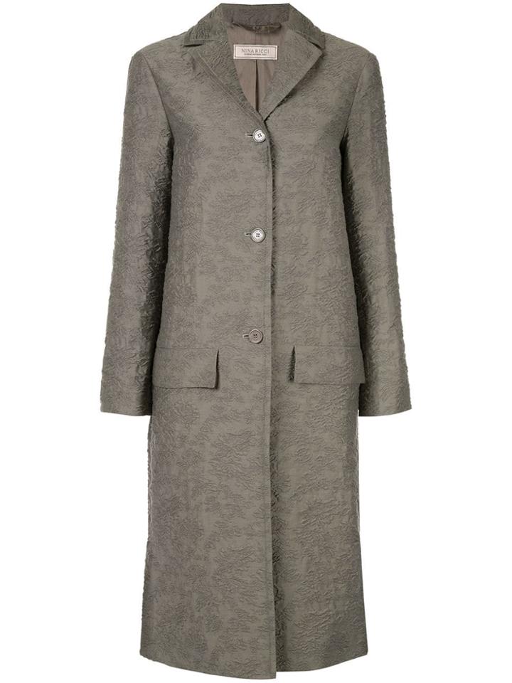 Nina Ricci Textured Single Breasted Coat - Grey