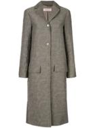 Nina Ricci Textured Single Breasted Coat - Grey