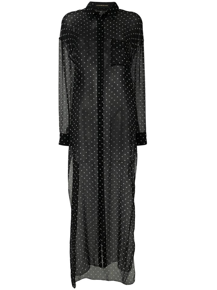 Alexandre Vauthier Polka-dot Sheer Shirt Dress - Black