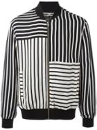 Mcq Alexander Mcqueen Striped Bomber Jacket, Men's, Size: 52, Black, Cupro/polyester