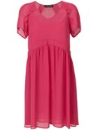 Twin-set V-neck Flared Dress - Pink & Purple