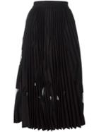 Msgm Sheer Pleated Skirt, Women's, Size: 42, Black, Polyester/spandex/elastane/viscose