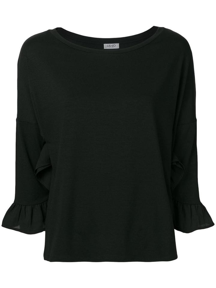 Liu Jo Frill-trim Flared Top - Black