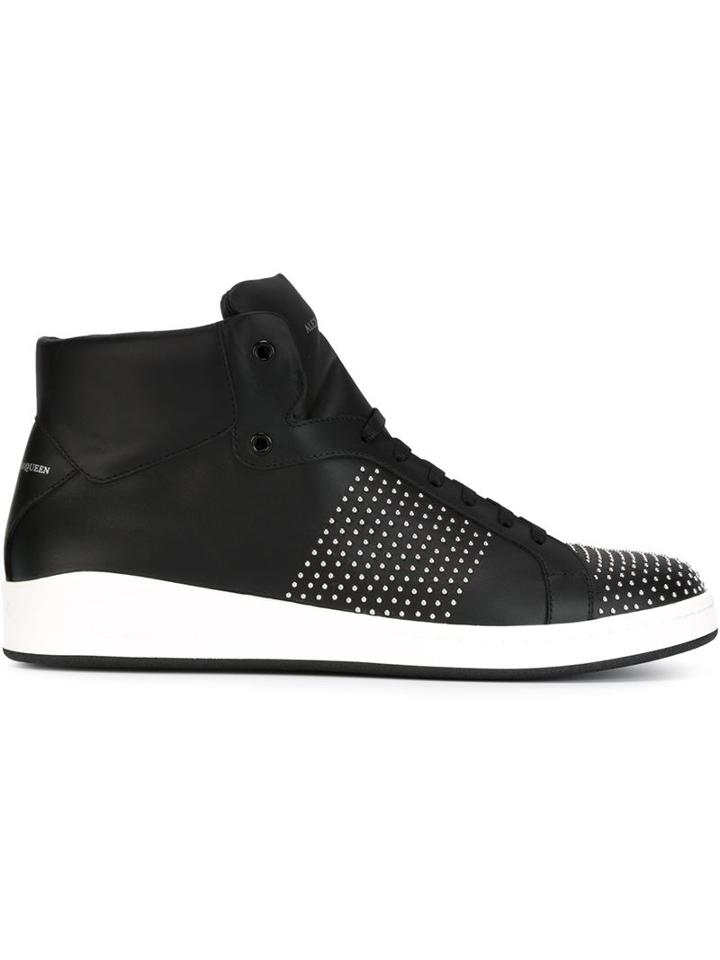 Alexander Mcqueen Studded Hi-top Sneakers, Men's, Size: 39, Black, Leather/rubber