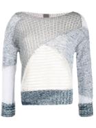 Lorena Antoniazzi Panelled Loose Knit Jumper - Blue