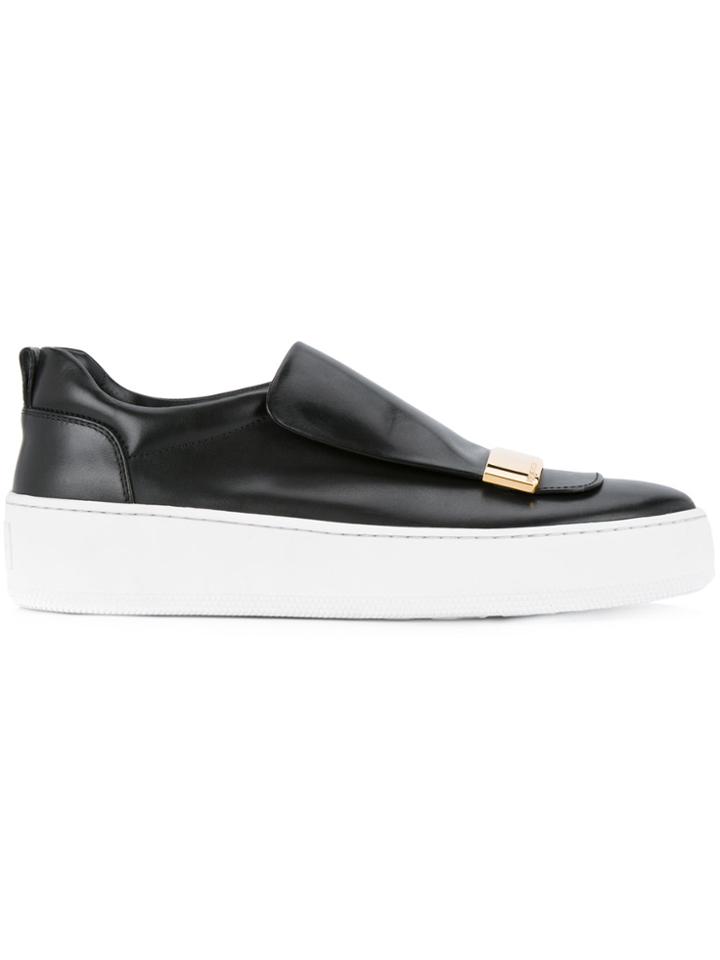 Sergio Rossi Plaque Detail Slip-on Sneakers - Black