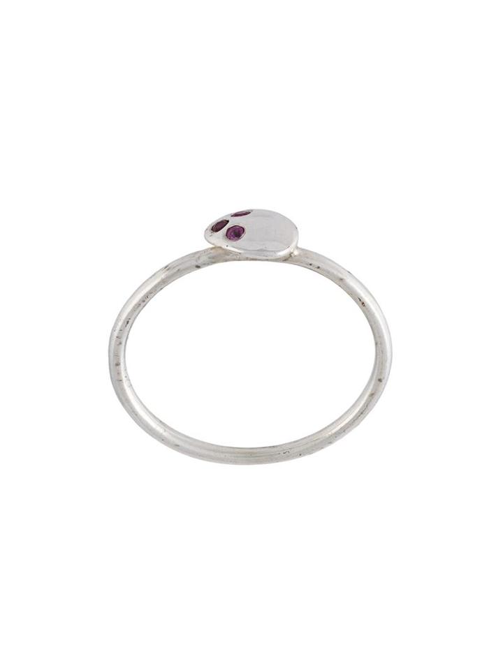 Natasha Collis Nugget Ring, Women's, Size: 56.9, Metallic, Sterling Silver/sapphire/ruby