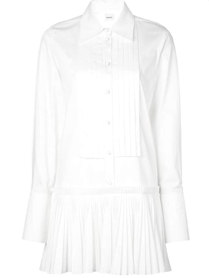Khaite Pleated Bib Shirt Dress - White