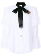Dolce & Gabbana Lace Trim Blouse With Pussy Bow - White